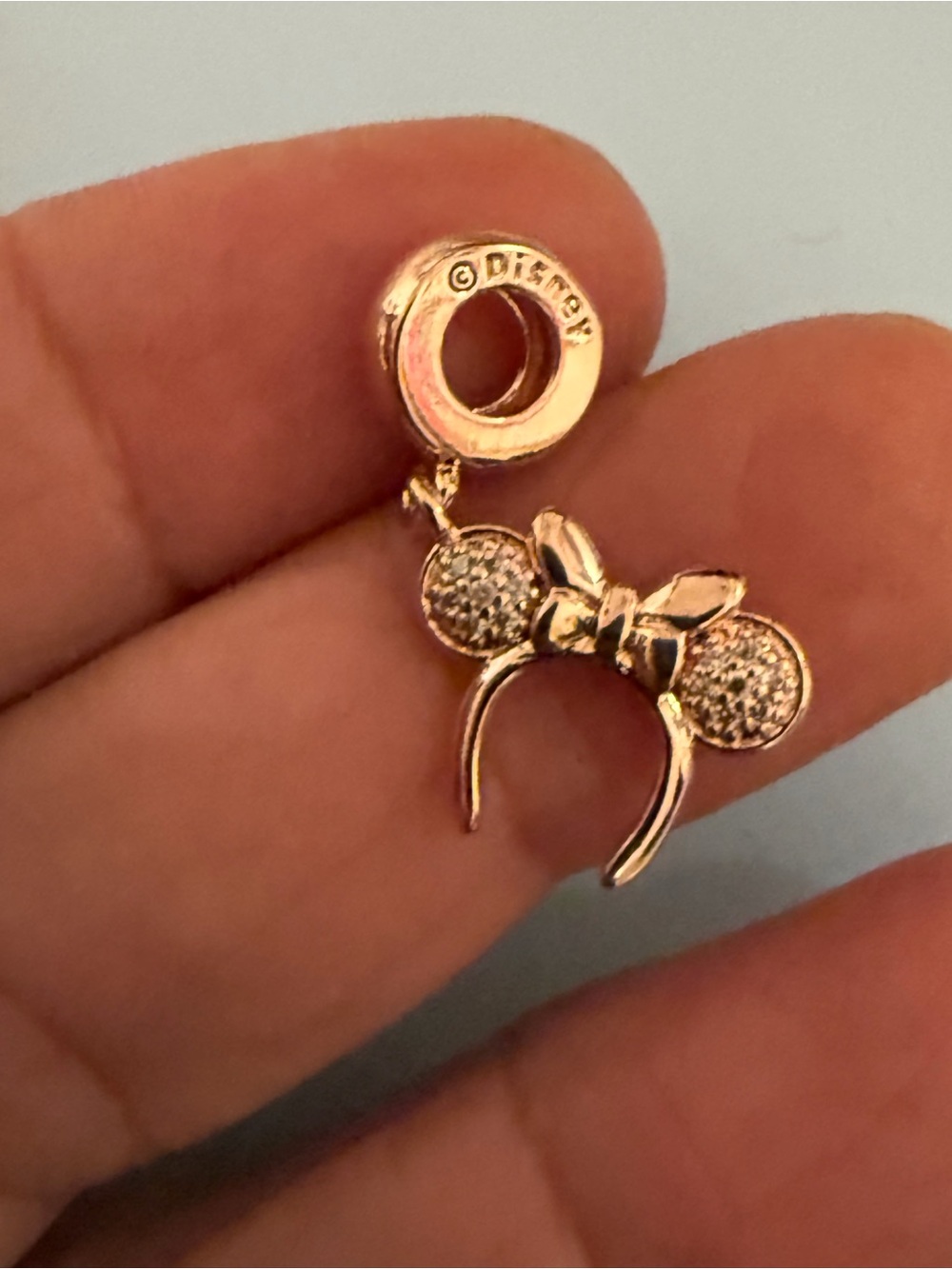 Disney Rose Gold Minnie Bow Charm for Bracelet